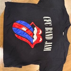 Gildan Black Tee with Red, Blue & White Graphic